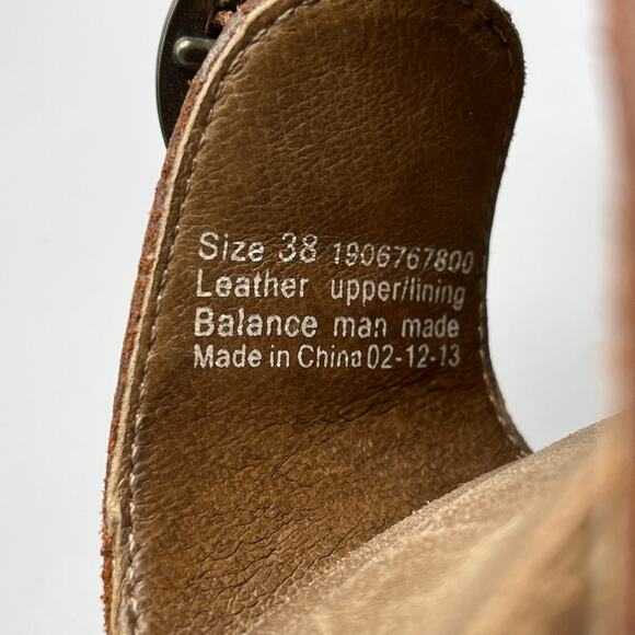 Dansko Wedge Heel Brown Leather Sandals Size 38 Double Strap Buckle Studs - Picture 8 of 8